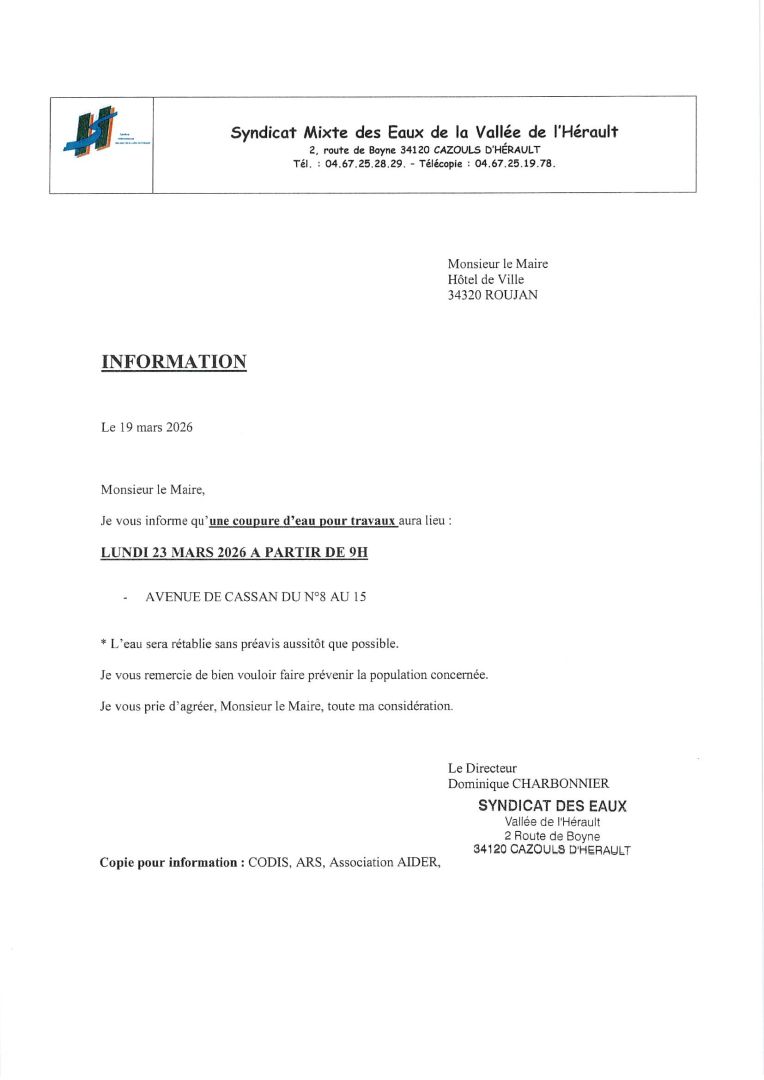 affiche coupure d'eau 