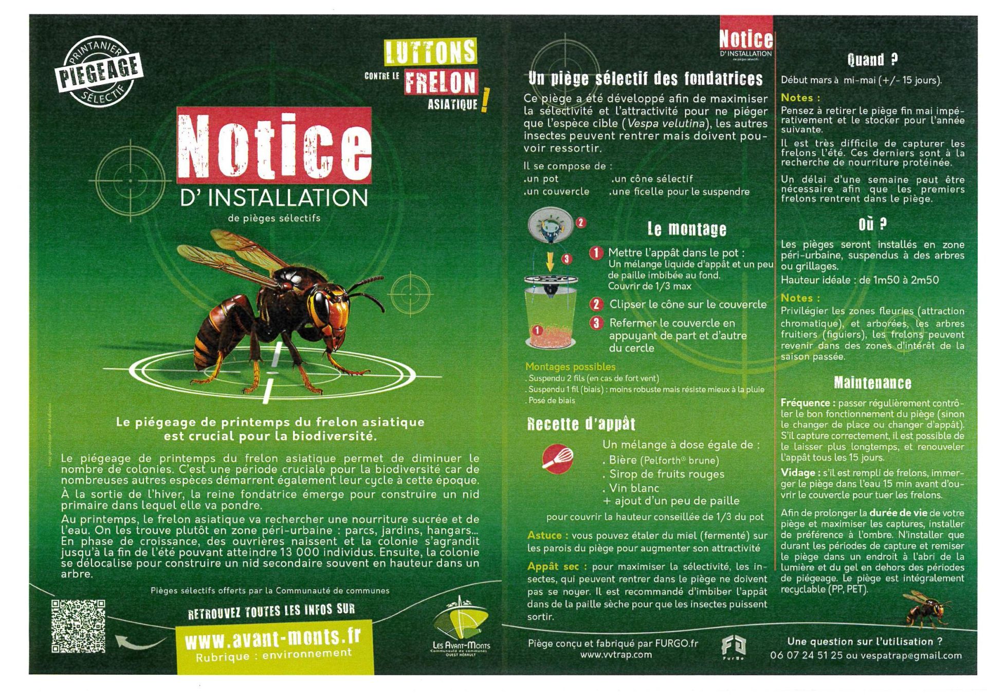affiche notice installation pièges